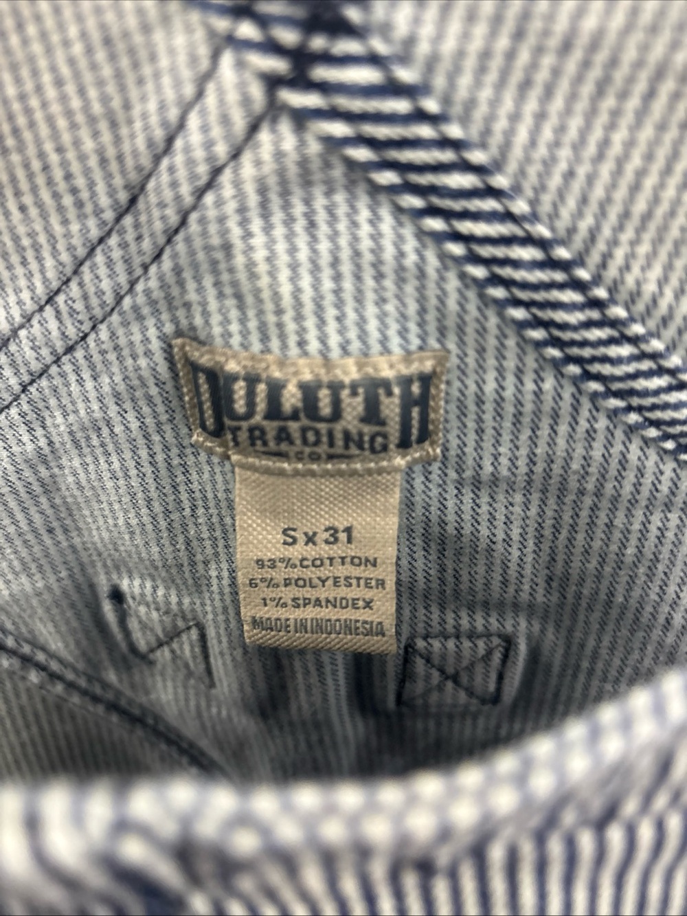 Duluth Trading Women's Hickory Blue White Striped Bib Overalls Sx31 Gardening - Picture 9 of 13
